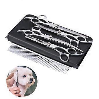 Professionelle Hundepflegeschere aus Edelstahl, Katzen- und Hundehaarschneidewerkzeug, Haustierpflegeschere-Set, Silber