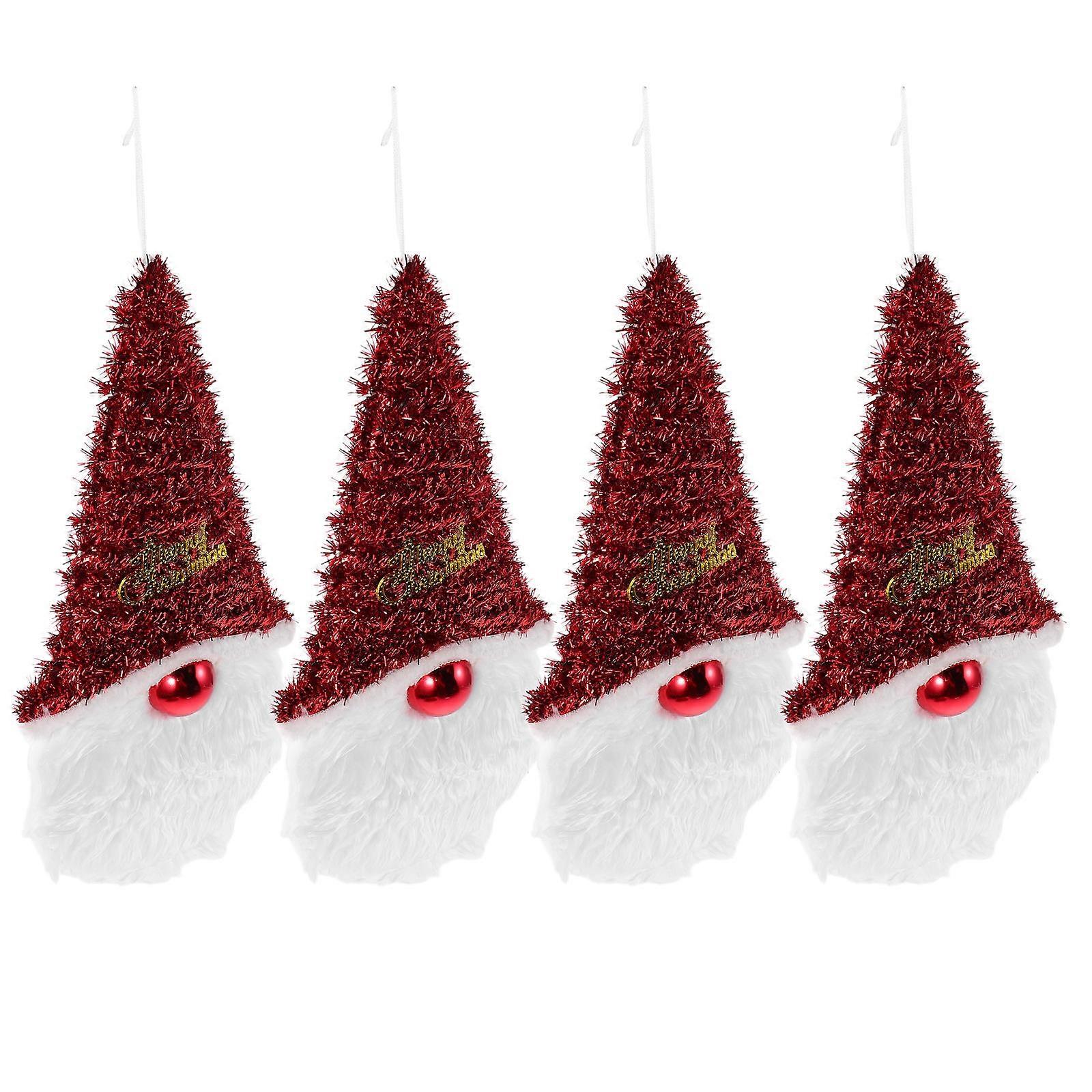 Festive Santa Tree Ornaments 4Pcs Elegant Design for Window Display in Multi Material