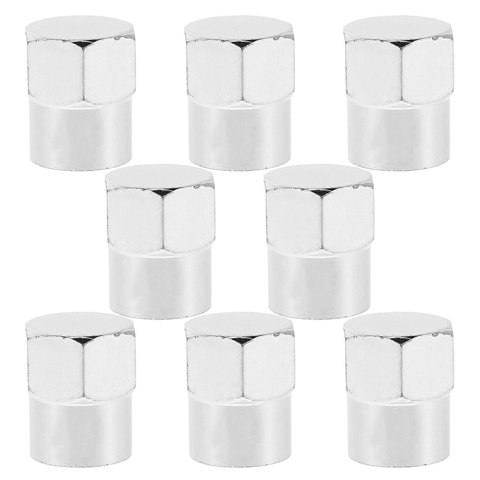 Silver Car Valve Caps with Leak-Proof Function 8Pcs Durable ABS Material