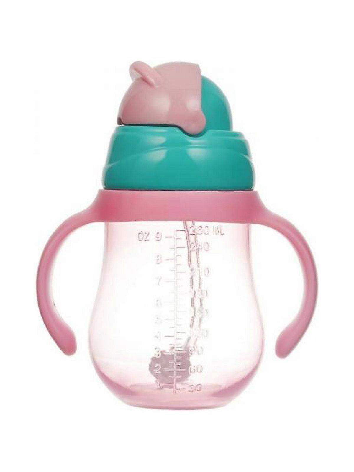 Sippy Cups For Toddlers with Straw Spill Proof,Learner Cup with Handle for Babies, Water Bottle for Baby 6 Months,Pink