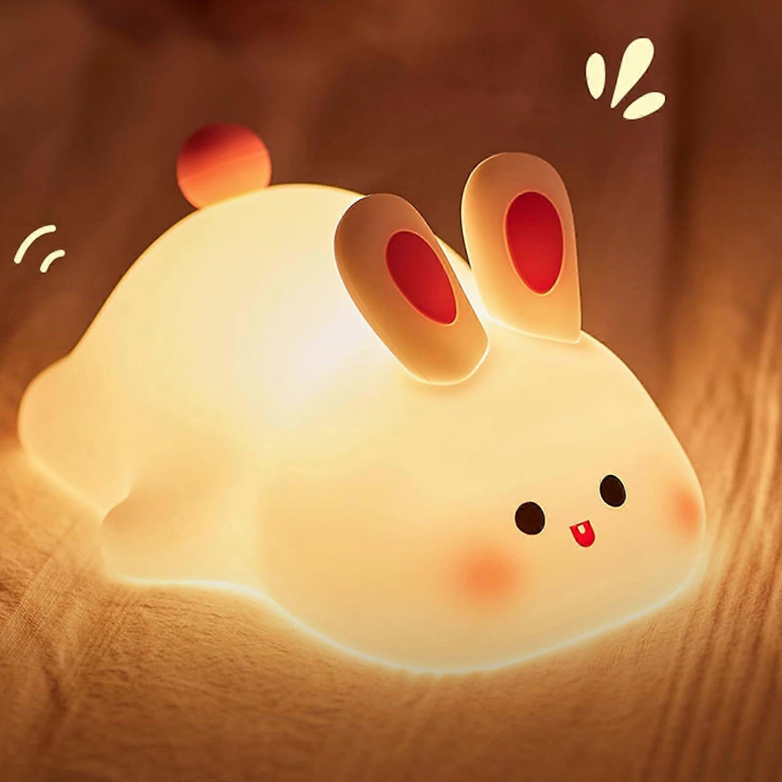 Silicone Bunny Night Light with Touch Sensor Dimmable LED, Rechargeable Soft Lamp for Nursery Bedroom