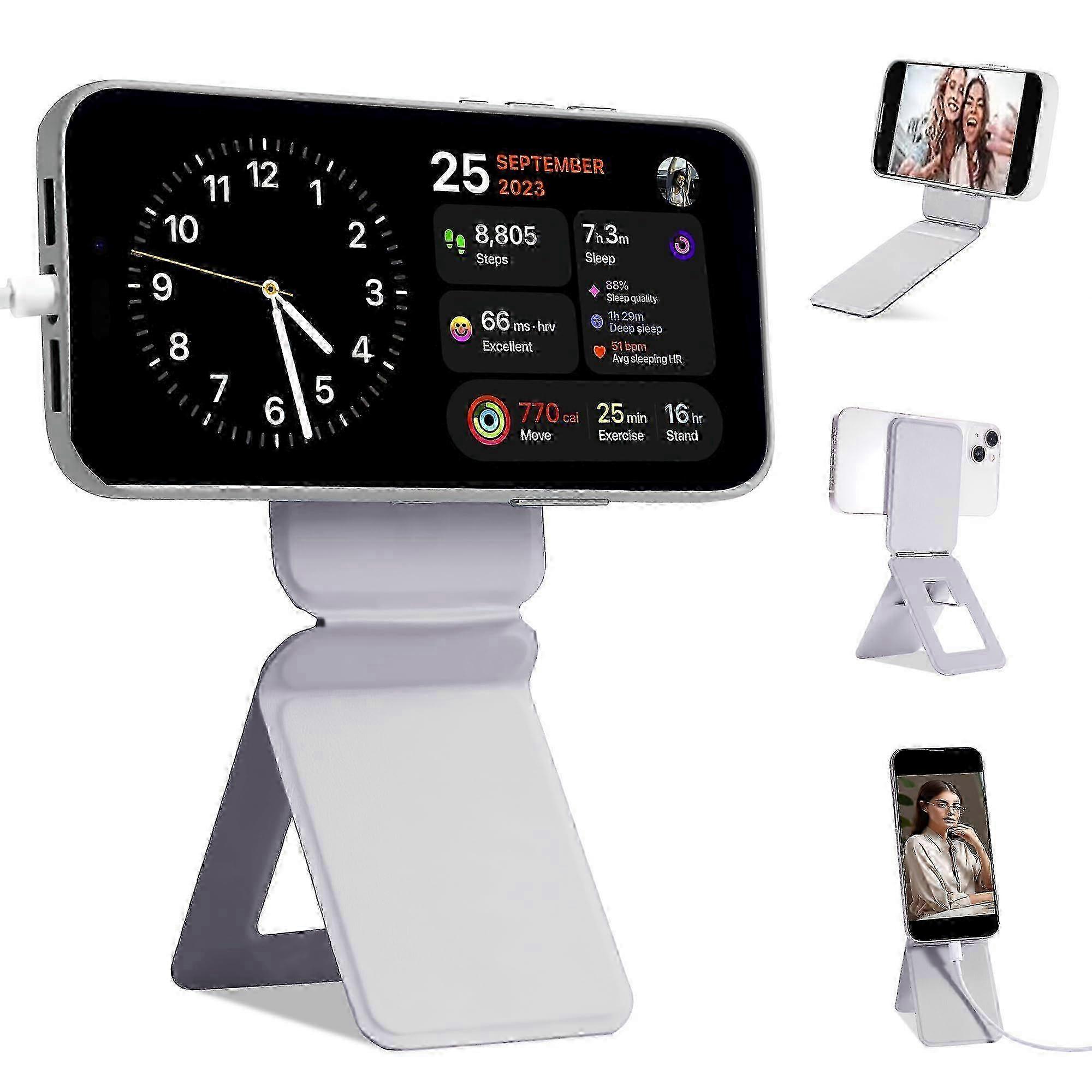 Phone Tripod Stand Compatible with iPhone 16/15/14/13/12 Series, Angle Adjustment & Strong Magnets Invisible Selfie Stick Tripod (Grey) w