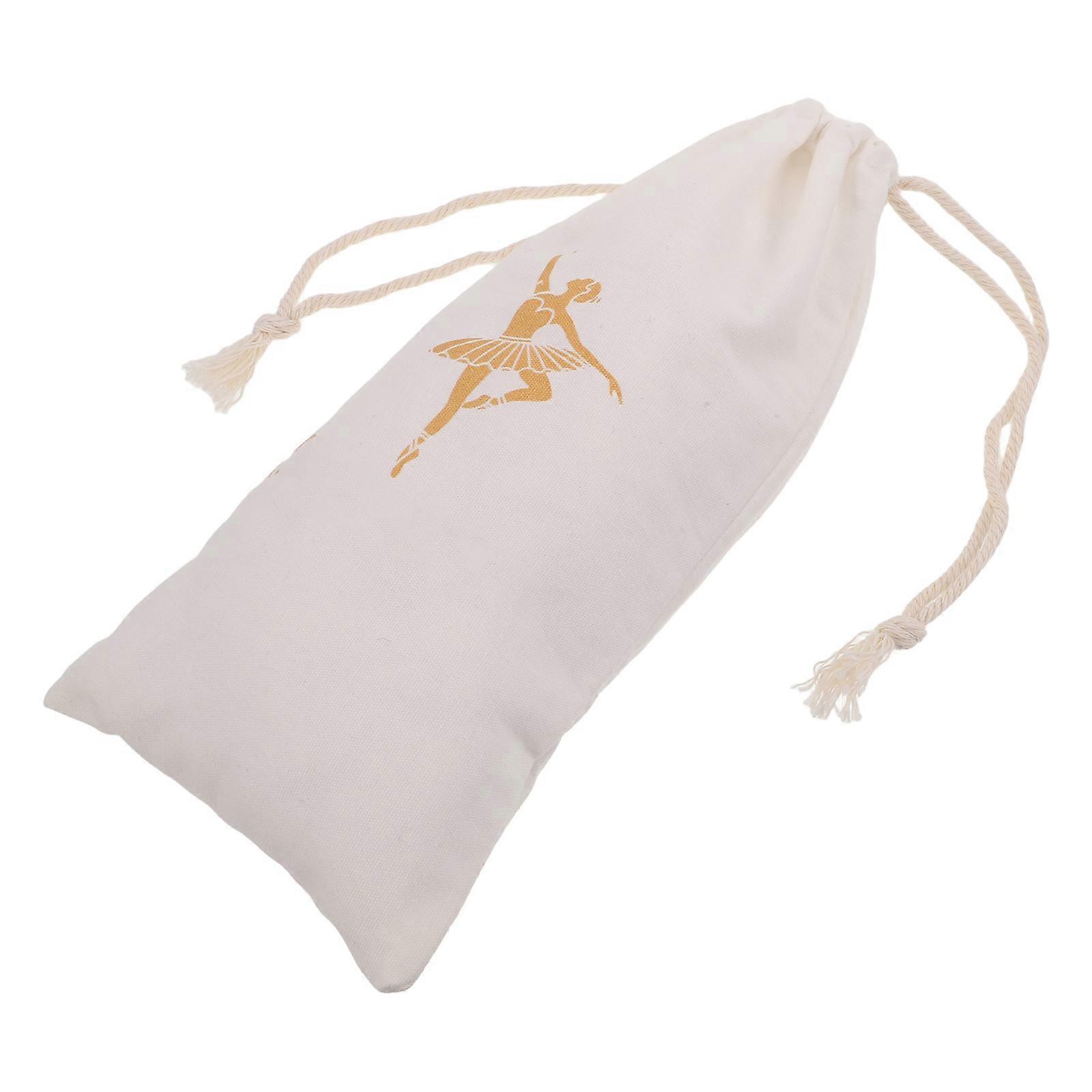 Dance Shoe Bag Canvas for Storage White Drawstring Ballet Shoe Pouch