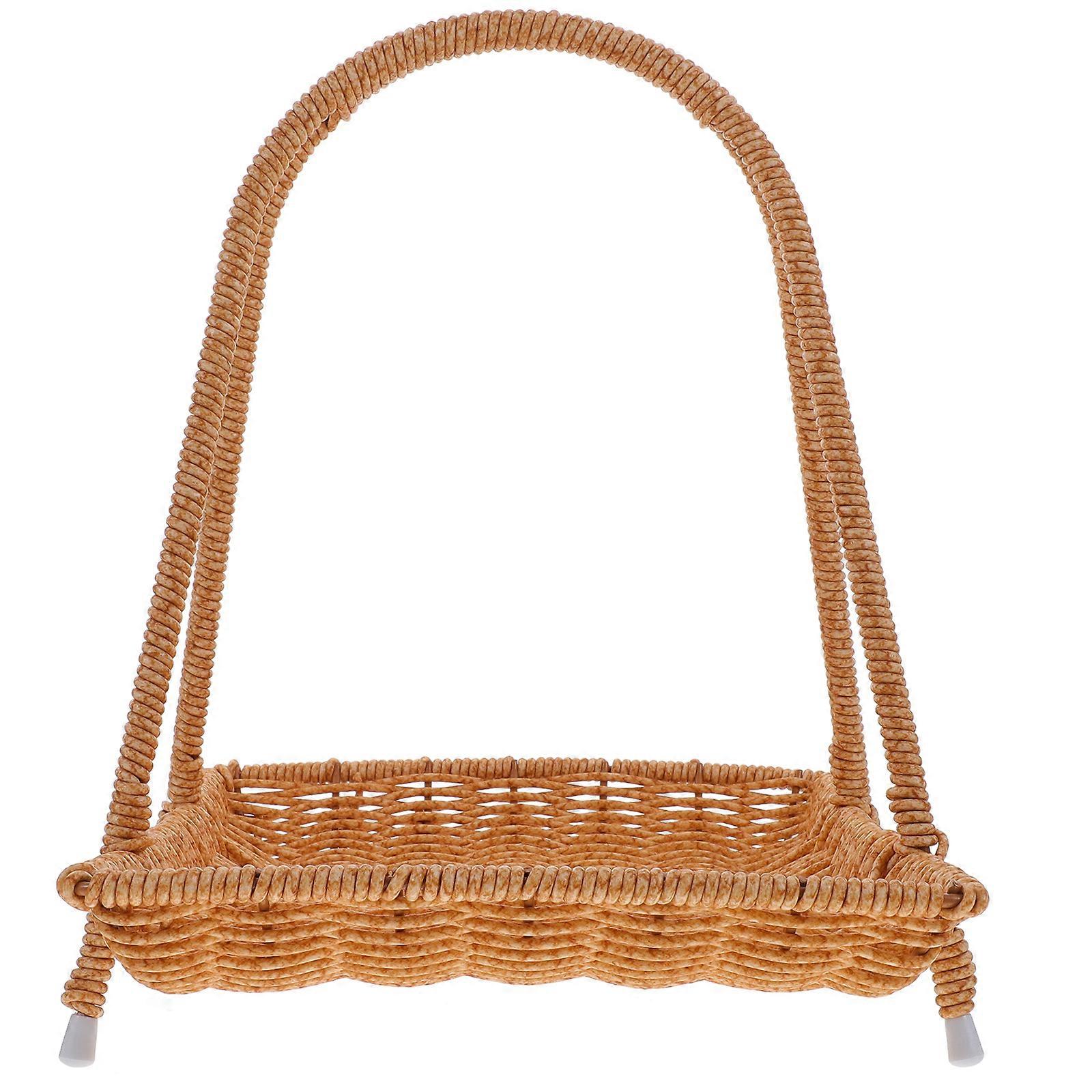 Rectangular Imitation Rattan Basket Storage Basket For Home Kitchen Use Crafted From PP Stylish Khaki Design 1Set
