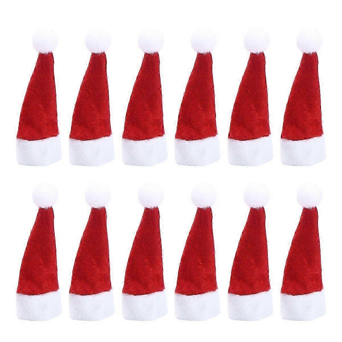 24pcs Mini Christmas Caps Lollipop Hats Decors Nonwoven Candy Packing Hats Christmas Supplies for Home Shop Store