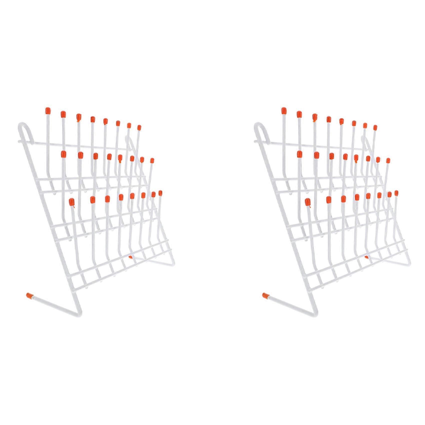 2X Lab Drying Rack 24 Pegs Lab Glassware Rack Wire Glassware Drying Rack Wall Mount/Freestanding Lab Glass Drying Rack