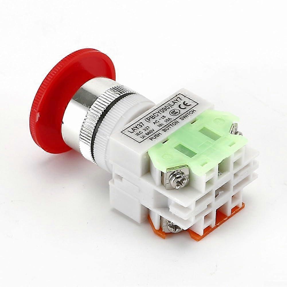 22mm Red Mushroom Push Button Switch AC 220V 10A Latching Mechanism for Industrial Electrical Control Panel
