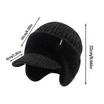 Knit Hats For Men Winter Thermal Beanie With Brim Earflap Scarf Breathable Knitted Hat For Daily Commuting Skiing Indoor Outdoor
