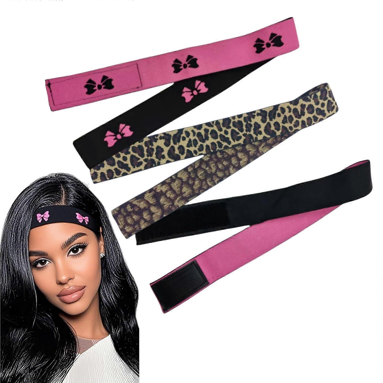 3 Pcs Lace Wig Band Set, Adjustable Elastic Lace Melting Headbands with Non Slip Closure