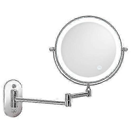 8 Inch Wall-mounted Double-sided Makeup Mirror Led Three-tone Light Bathroom Mirror