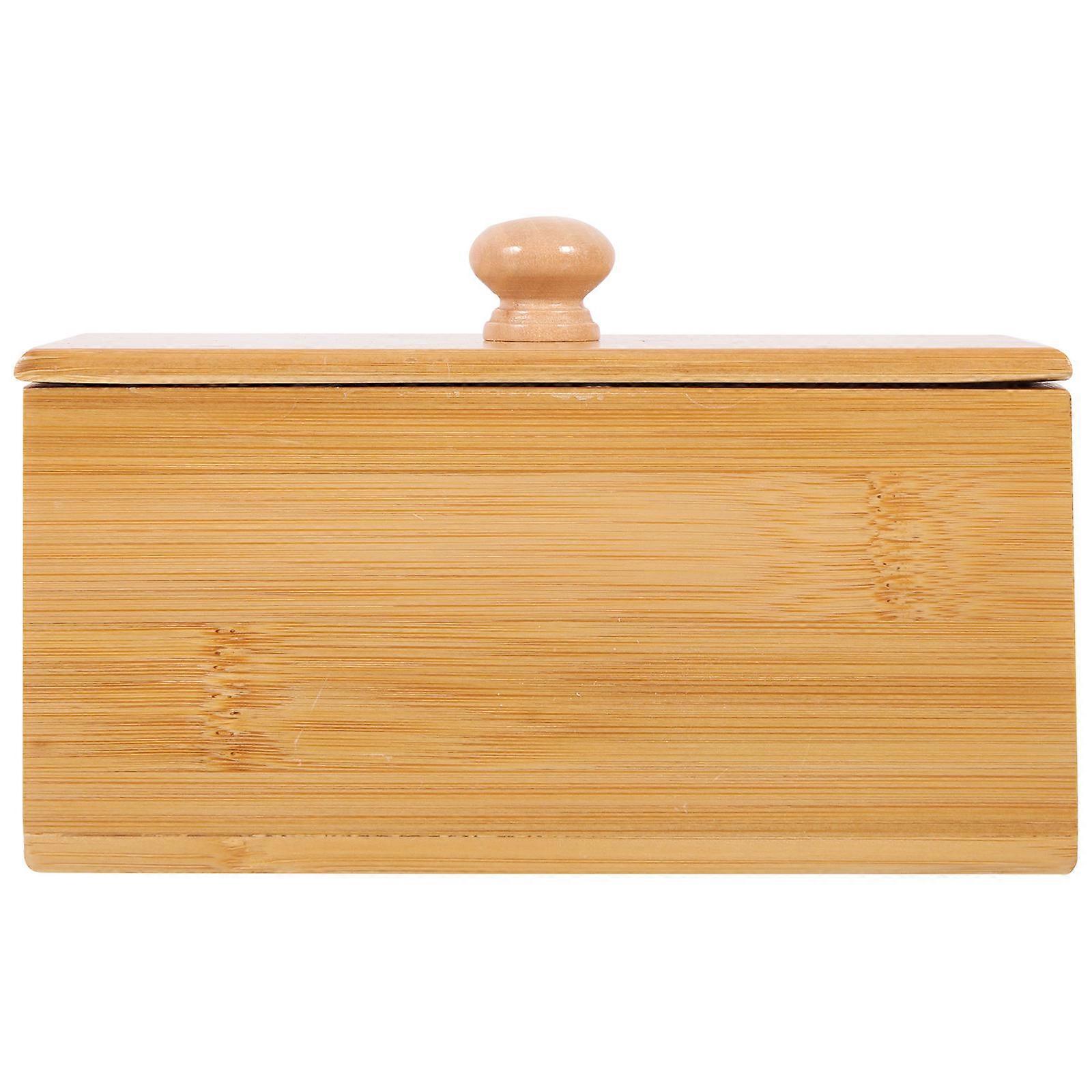 Bamboo Tea Box Tea Bag Organizer for Storage with Lid Two-Grids