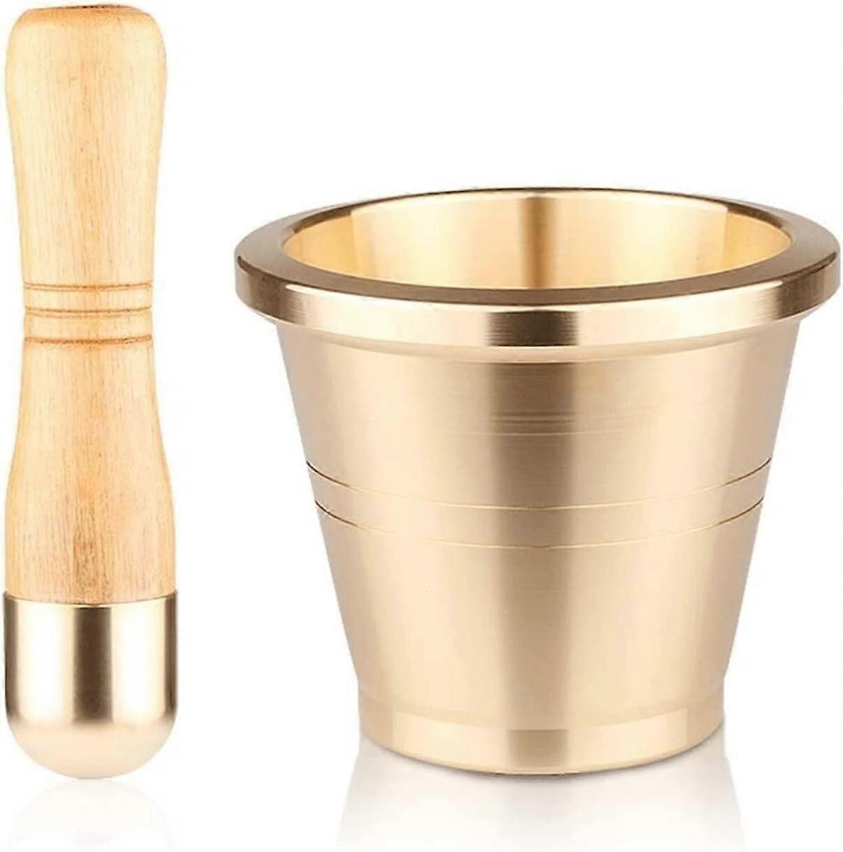 Granite Mortar and Pestle Set with Rustproof Solid Brass, Ergonomic Grip for Herbs Spices Garlic