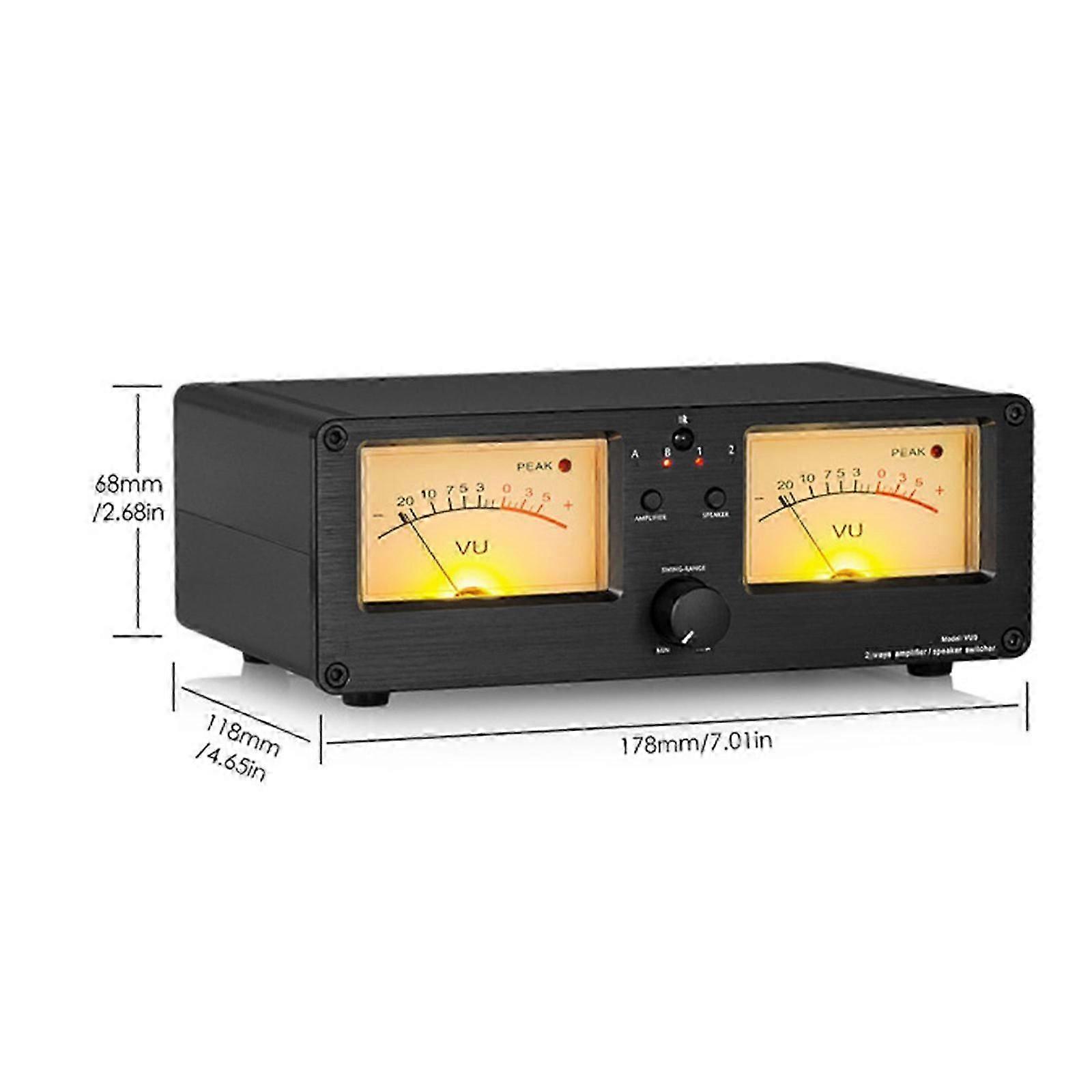 2 In 2 Out Power Amplifier Speaker Selection Switcher Sound Speaker Splitter Level Meter With Remote Controller hot