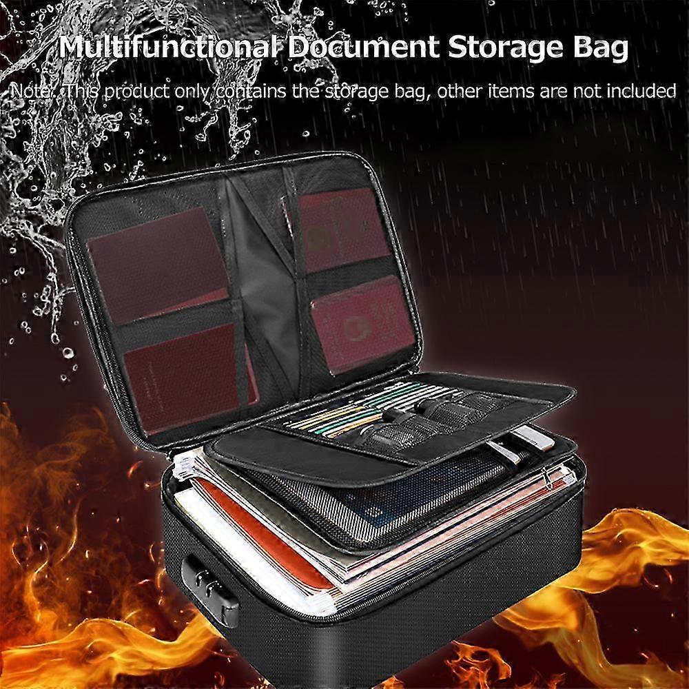 Multifunctional Multi-Layer Document Bag Large Capacity Fireproof Waterproof File Certificate Storage Bag with Password Lock 25-26
