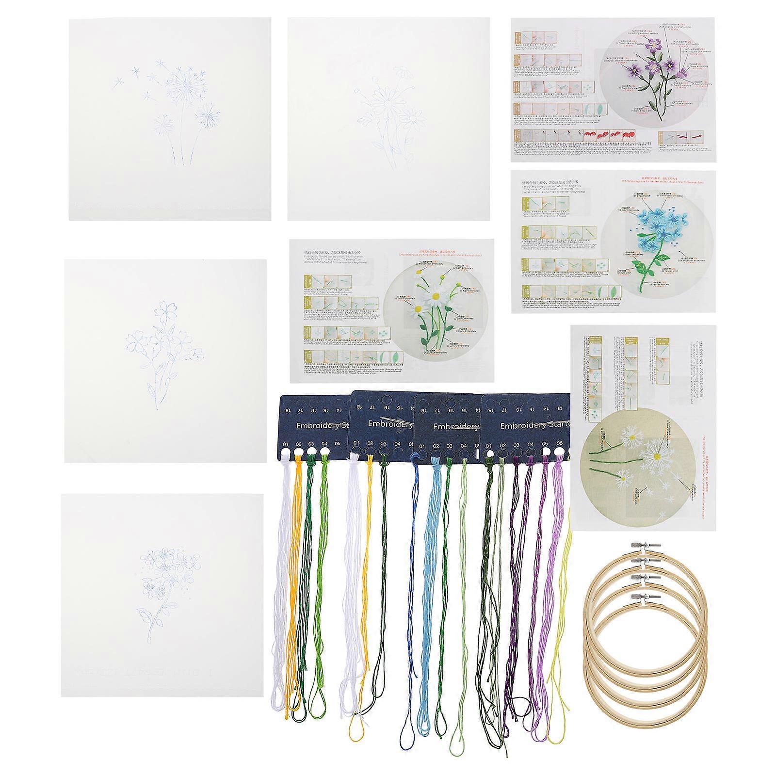 8Sets Embroidery Kit for Beginners with Flower Pattern Cross Stitch Kit