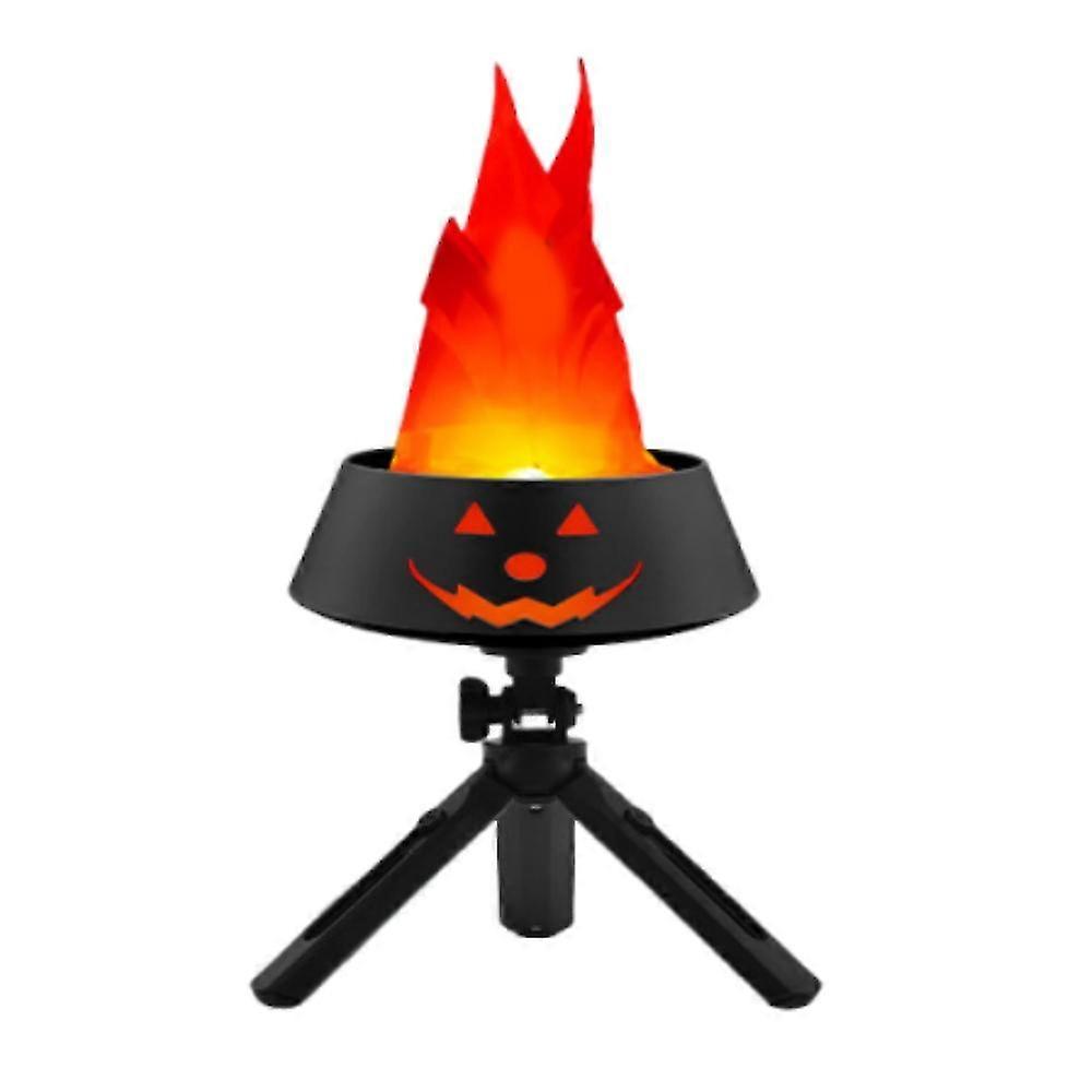 Fake Flame Lamp with Realistic 3D LED Flame Effect, PumpkinShaped Rechargeable Table Light