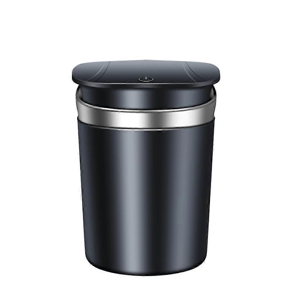 Car Ashtray with Lid and LED Light, Fire Resistant Removable Mini Storage Box, Silver Red Black