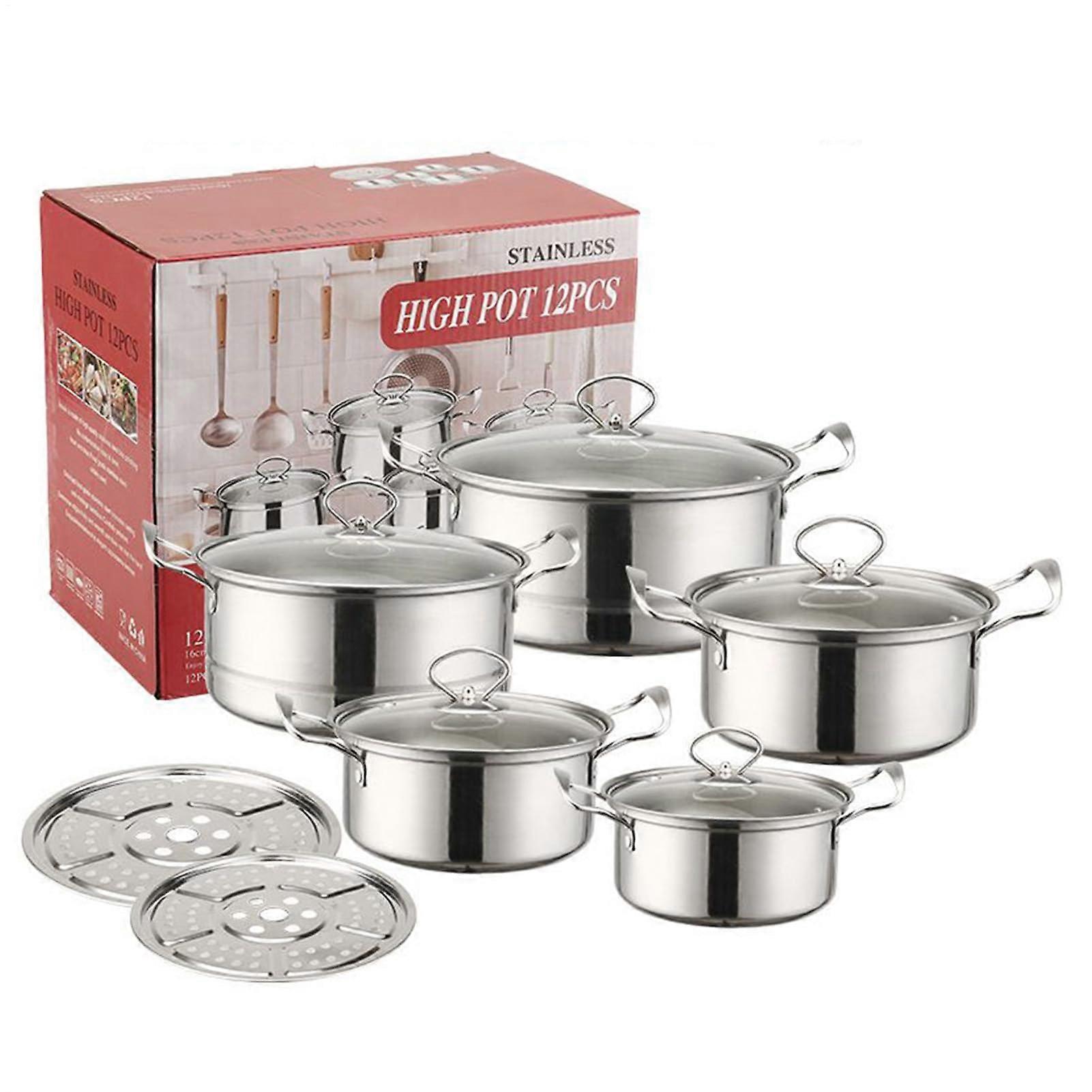 Stainless Steel Cookware Set Induction Compatible RustResistant Saucepan for Home and Restaurant