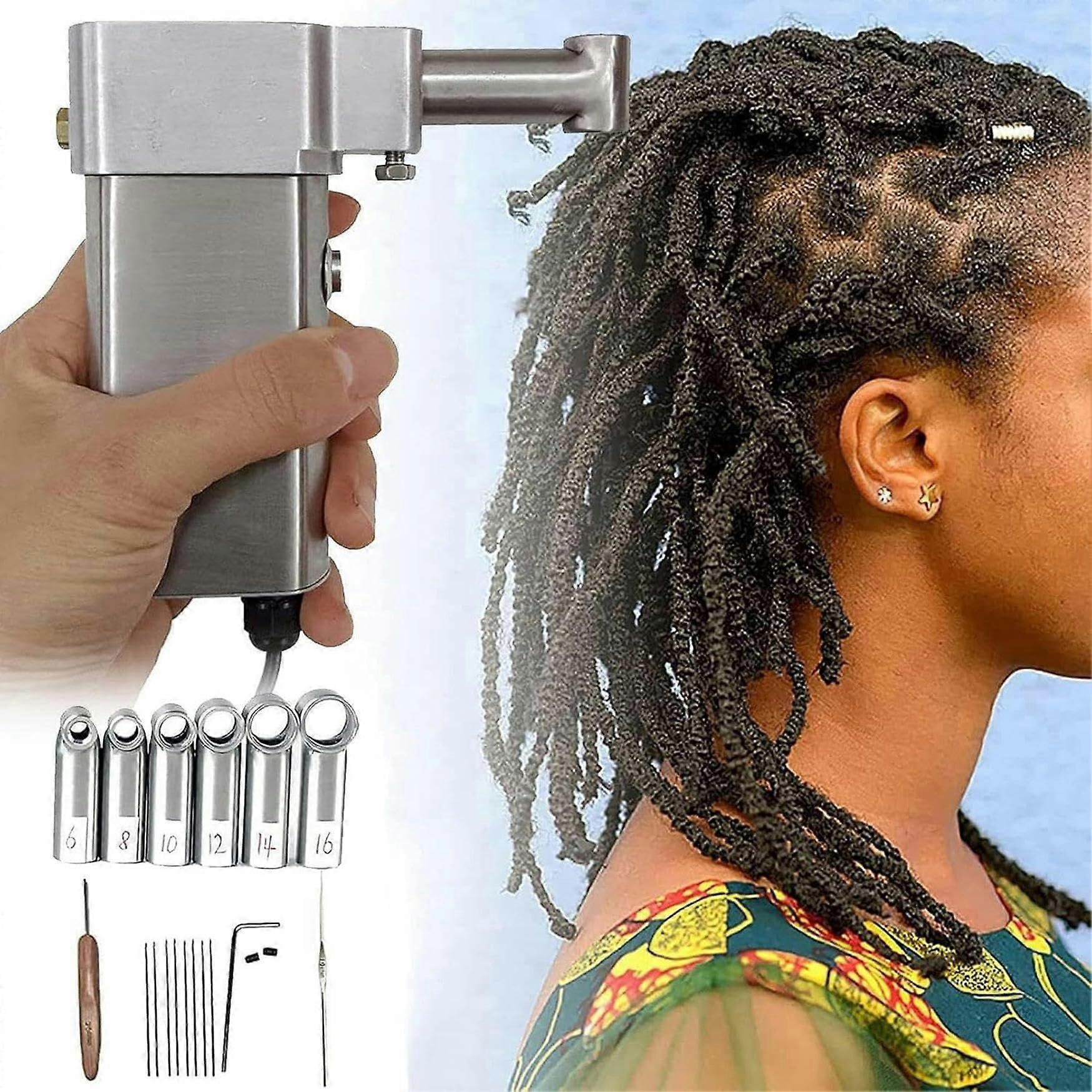 Electric Dreadlock Machine with 20 Crochet Needles & 6 Interchangeable Heads