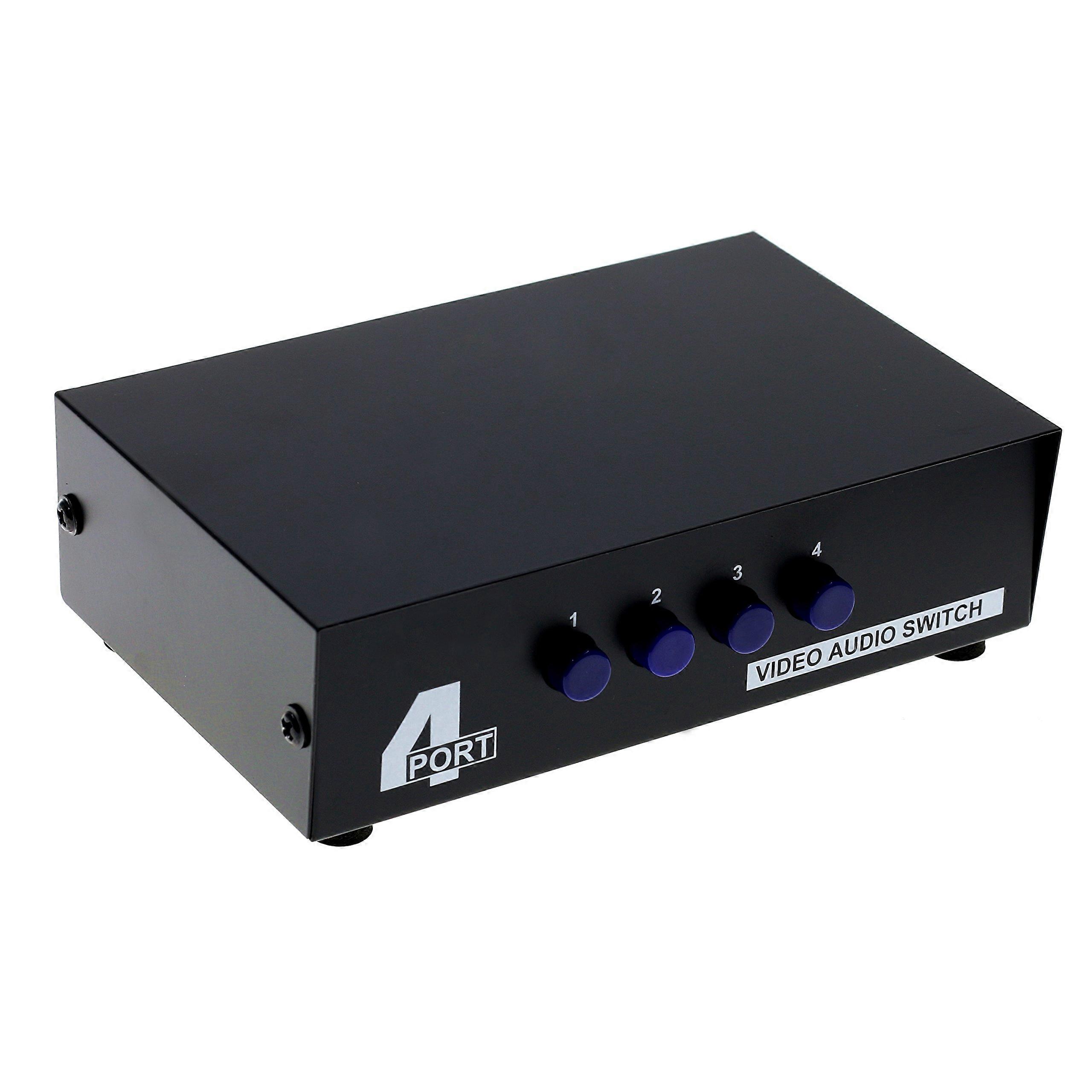 4 Port RCA AV Switch Box with Quick Manual Source Selection and Signal Isolation Technology