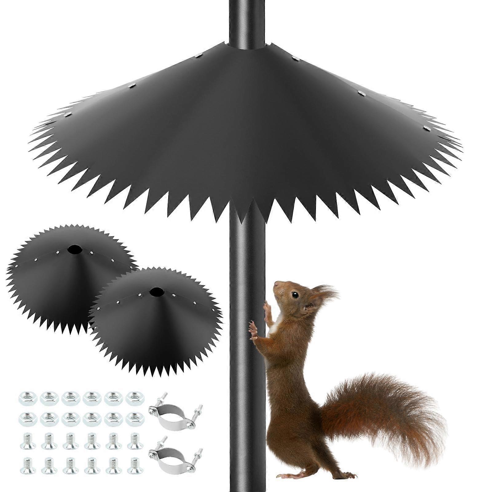 2 Pack Black Squirrel Baffle for Bird Feeder Pole, Weather Resistant Guard for Shepherd Hooks