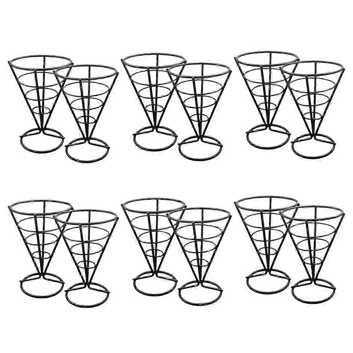 6 Pcs Wire Racks Cone Fried Basket Serving Chips Stand Display Holder