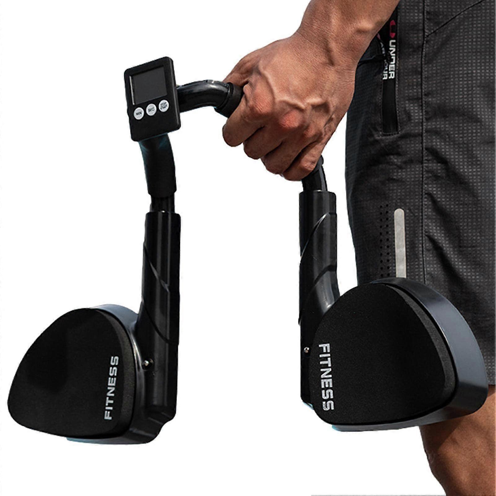 Ab Trainer with LCD Display, Ergonomic Curved Plank Exercise Equipment for Home Core Workout, Black