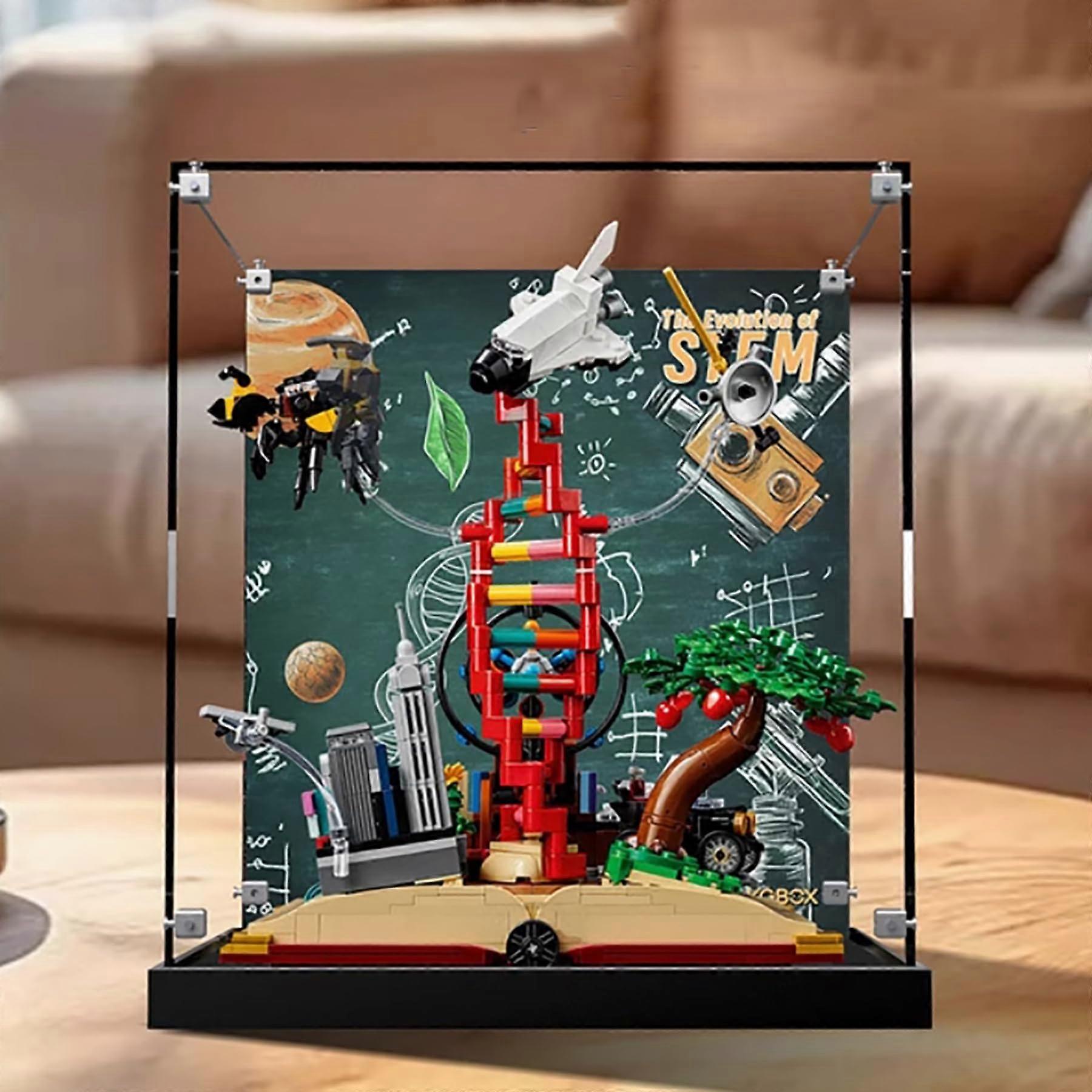 Display Case for  21355 Knowledge is Power Set, Clear Acrylic Dustproof Box with Aluminum Frame