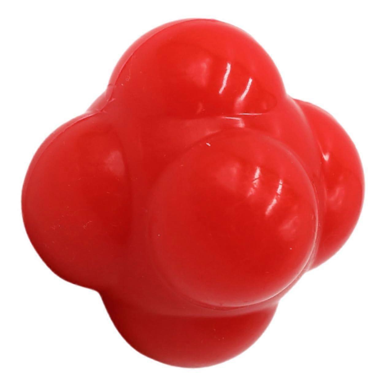 Reaction Training Ball Silicone Hexagonal for Goalkeeper Reflex and Indoor Agility Exercise Red 6.8CM