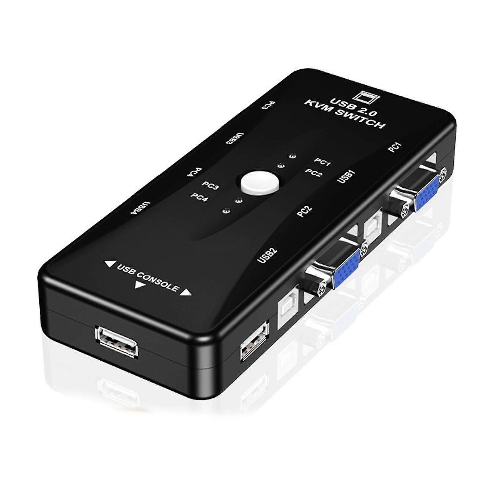 4 Port USB KVM Switch with VGA, 1080P Resolution Output and Seamless MultiDevice Control