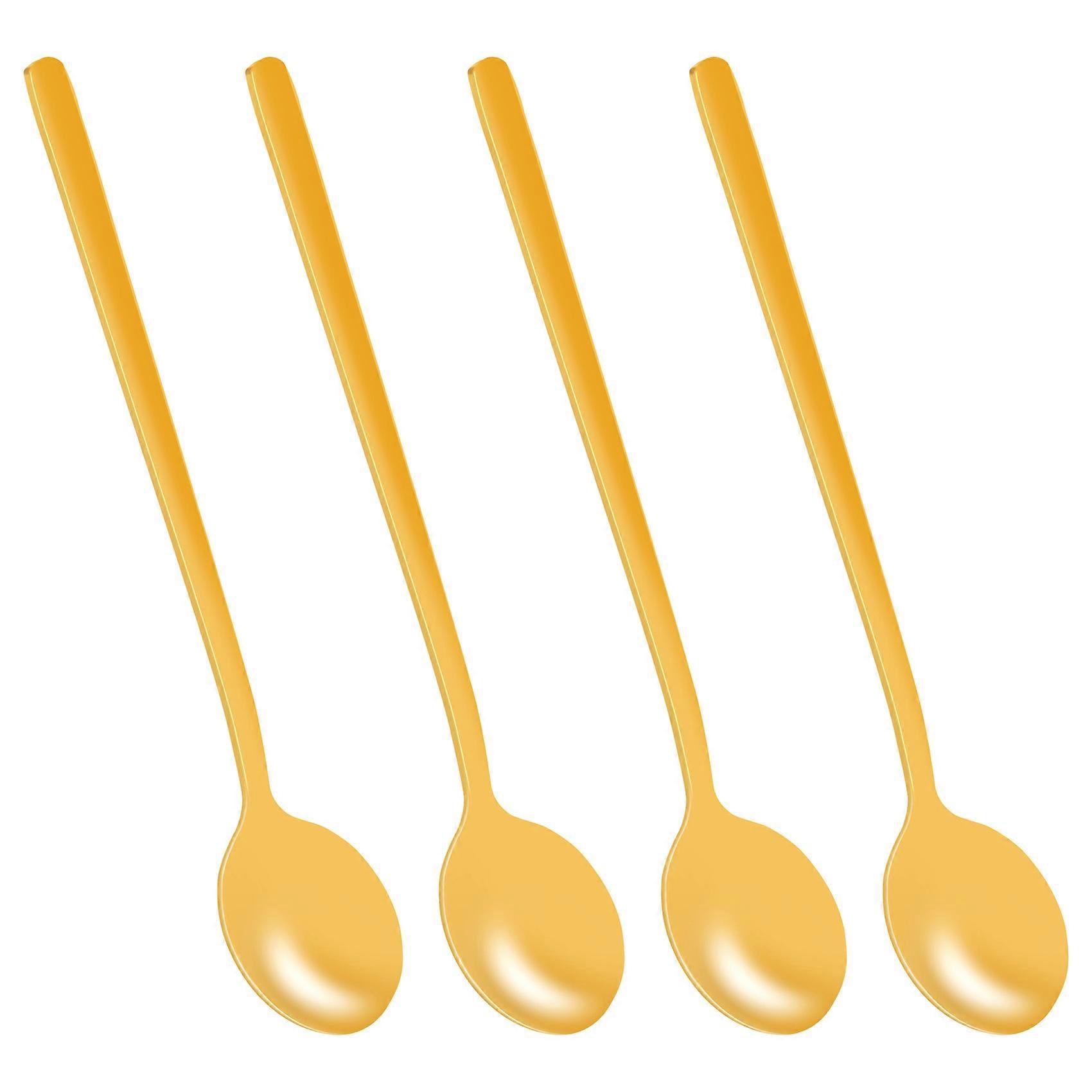 4pcs/Set Shape Coffee Spoon Stainless Steel Dessert Spoon(gold)