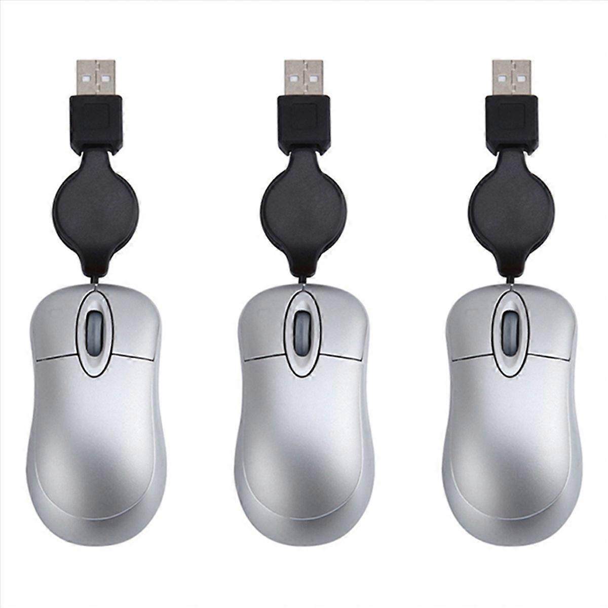 USB Wired Mouse Cable Tiny Small Mouse for 98(Silver)
