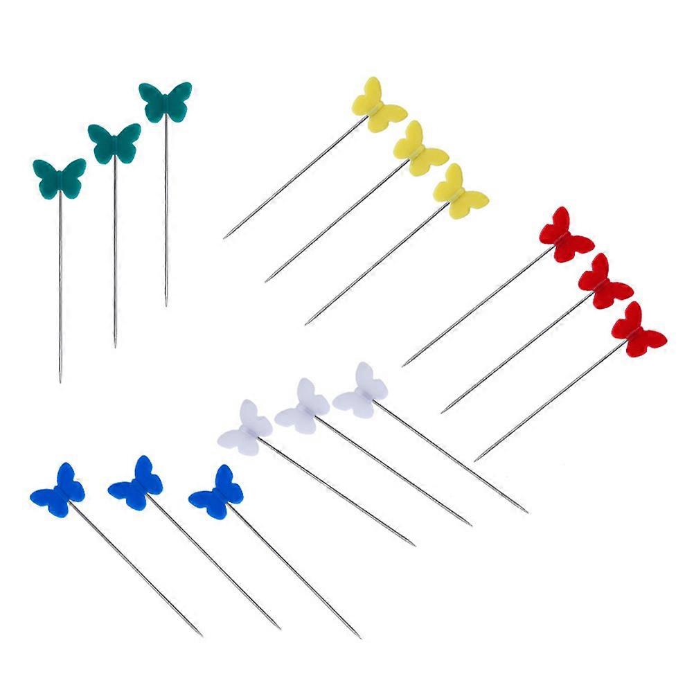 Plastic Head Pins for Sewing DIY Patchwork Use 100Pcs Butterfly Head Color Assorted