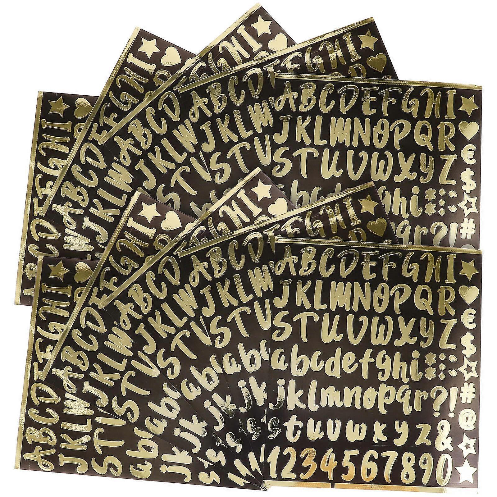 Golden Reflective Letter Stickers Mailbox Number Decals 10 Sheets