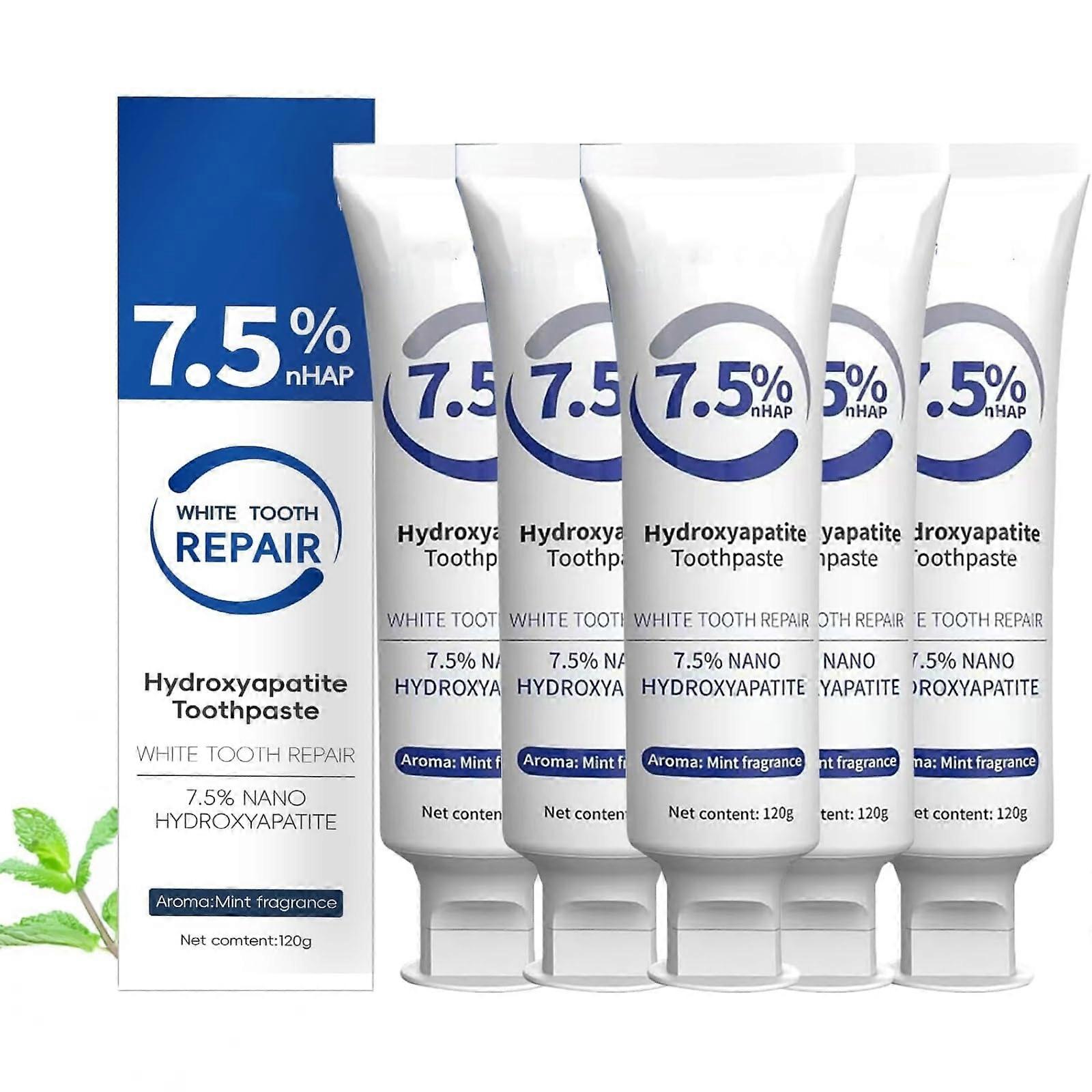 Hydroxyapatite Toothpaste for Sensitive Teeth, Gentle Mint Enamel , Daily Use 5 Pack