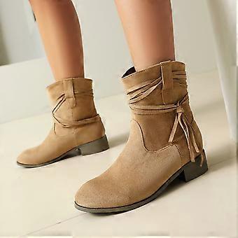Stivaletti da cowboy con tacco basso e frange da donna Willtoo, stivaletti alla caviglia morbidi e slip-on da cowgirl, stivali eleganti in pelle scamosciata con tacco spesso