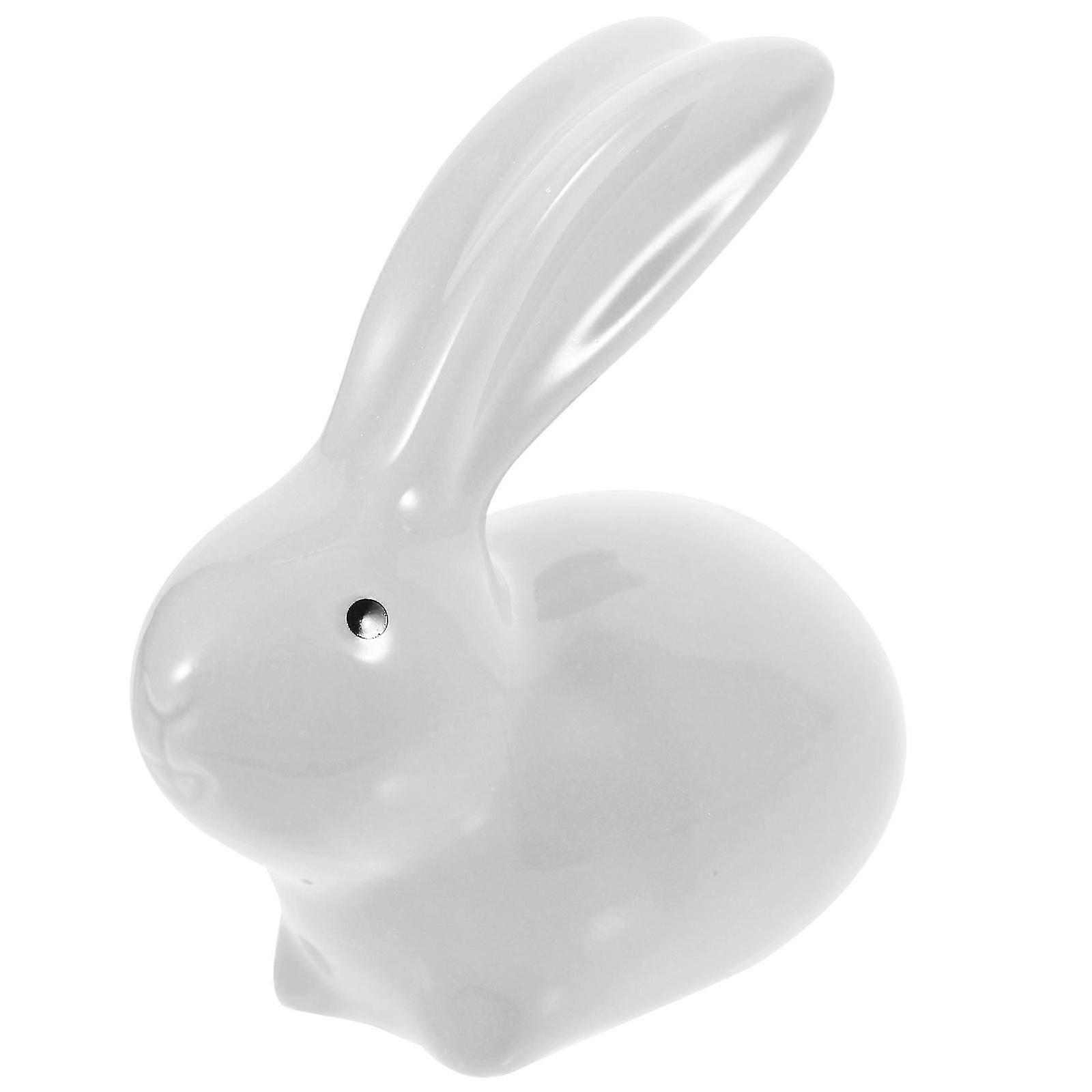 White Ceramic Easter Rabbit Sculpture for Home Decor