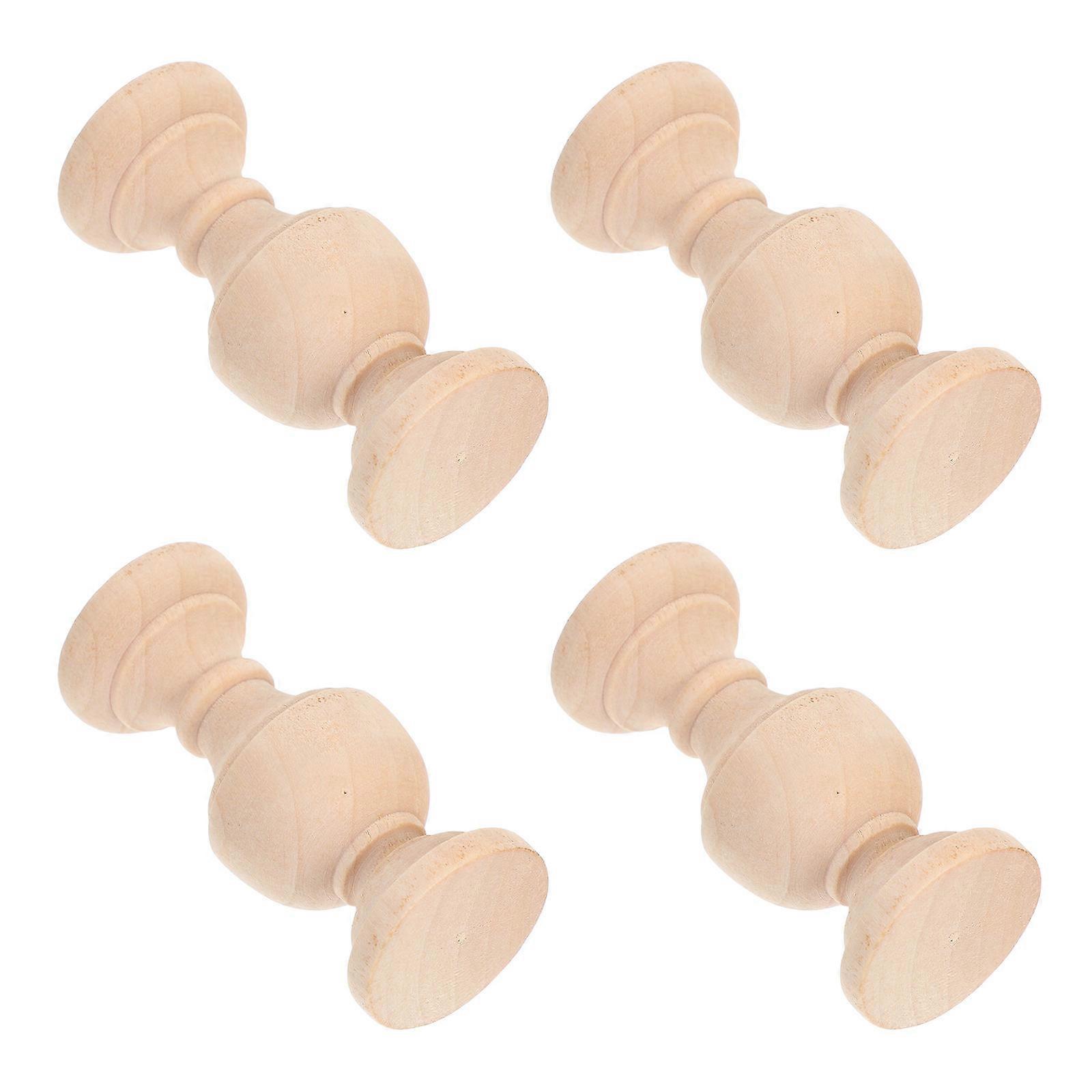 Khaki Solid Wood Small Arch Bridge Balusters for Entry Table Decor 4Pcs