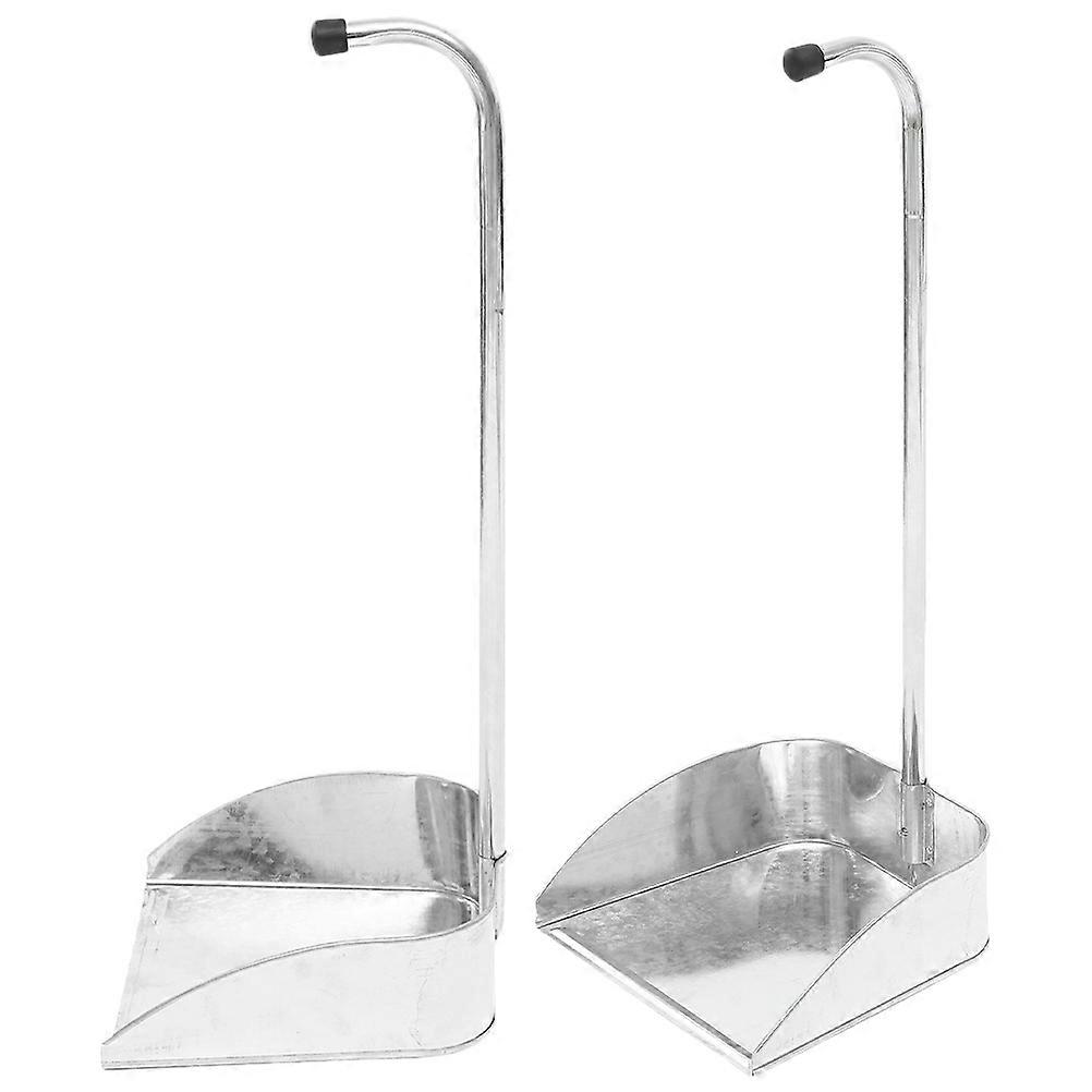 Garbage Iron Dustpan for Household Cleaning 2Pcs Silver Durable