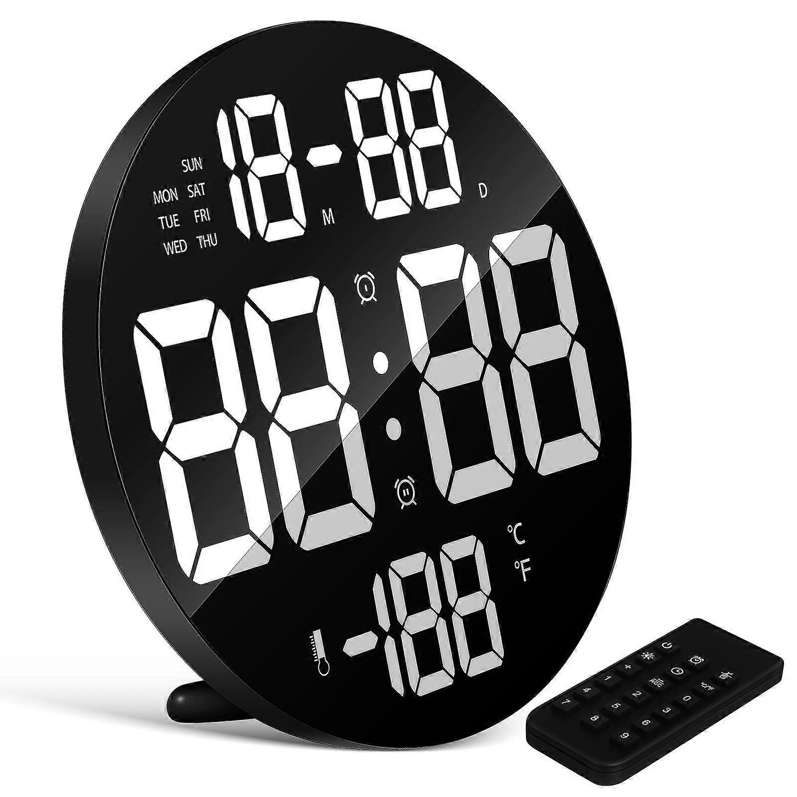 LED Remote Digital Wall Clock with Alarm Function for Home Use