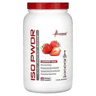 Metabolic Nutrition, ISOpwdr, Wei-eiwitisolaat, Aardbeienroom, 1,52 lbs (690 g)