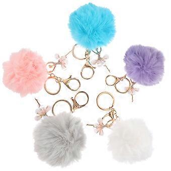 Ballet Girl Keychain Bag Pendants with Faux Balls for Decoration 5Pcs