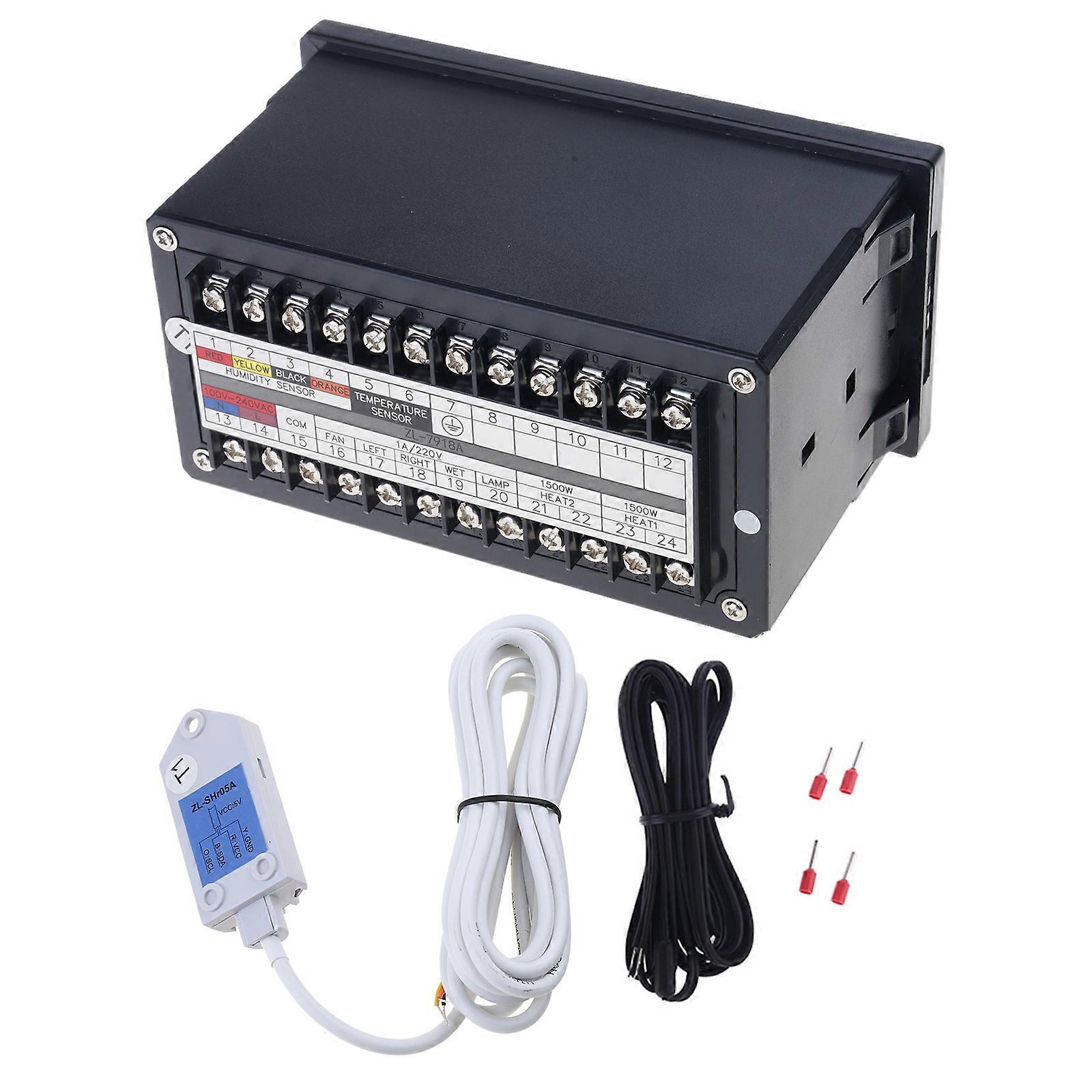 Incubator Controller Multifunctional Automatic Egg Incubator Thermostat Temperature Humidity Controller for Climate  Black