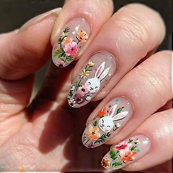 24 Stück Eleganter Press On Nagel Full Cover Falscher Nagel Osternagel Komfortabler Kunstnagel für Party oder Alltag