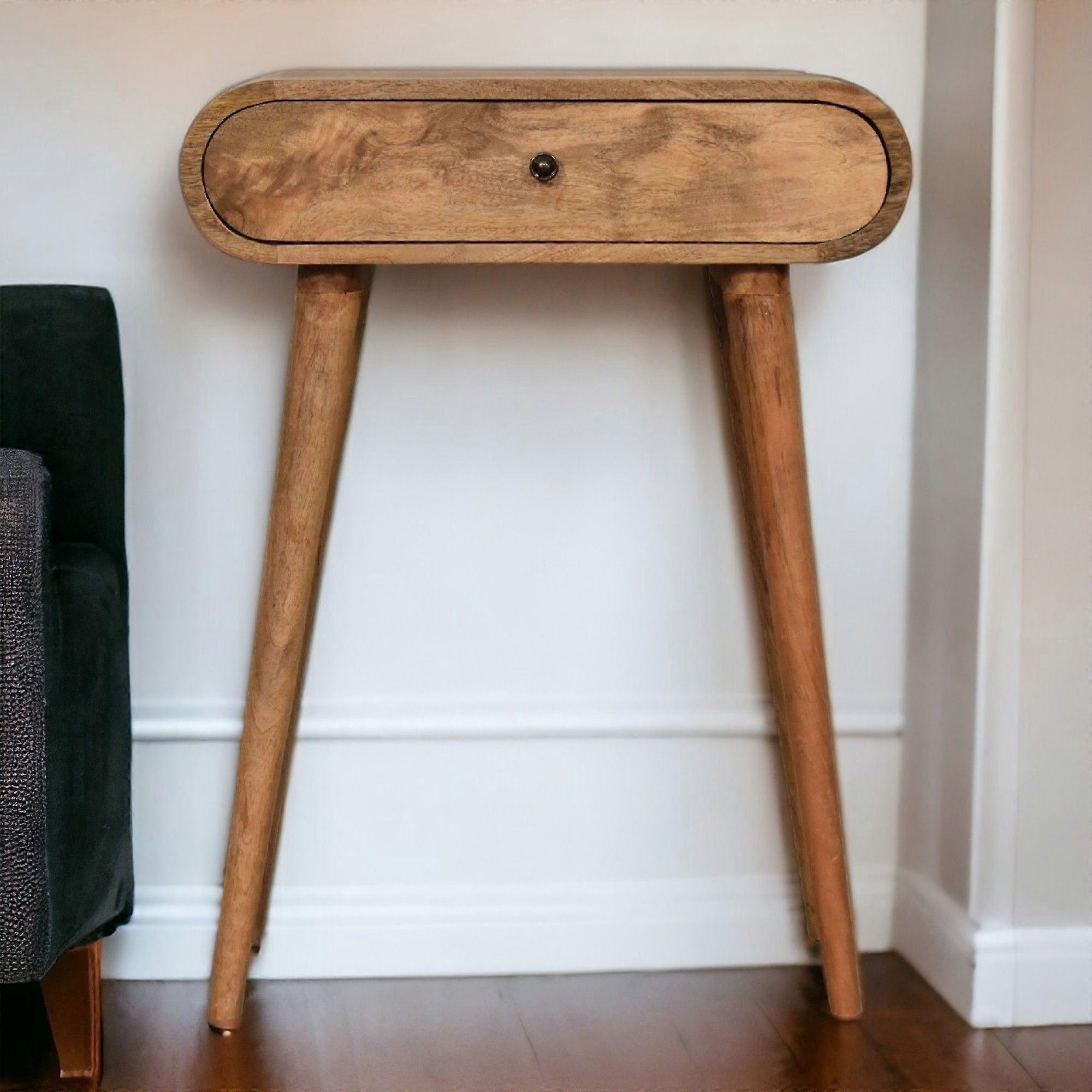 Solid Wood Mini London Console Table, 1 Drawer, Brown
