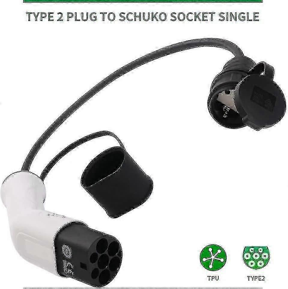 Type 2 - Schuko 16A EV töltőadapter - fehér és fekete