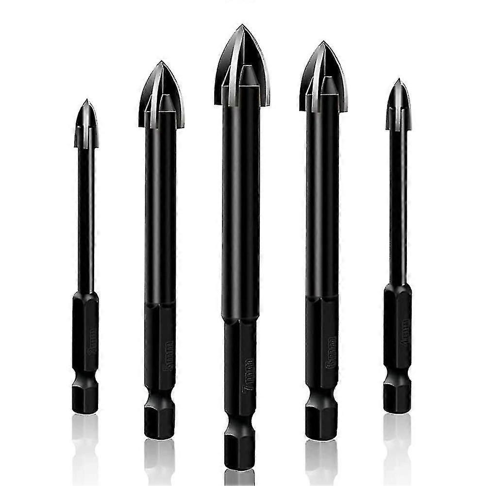 Universal Drilling Tool 5pcs, Cross Alloy Drill Bit,black