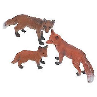 3 Pcs Simulação de Animal Selvagem Figura Brinquedos Divertidos Realistas Modelo Crianças Animal Modelo Brinquedos - 5x3cm (Fox)