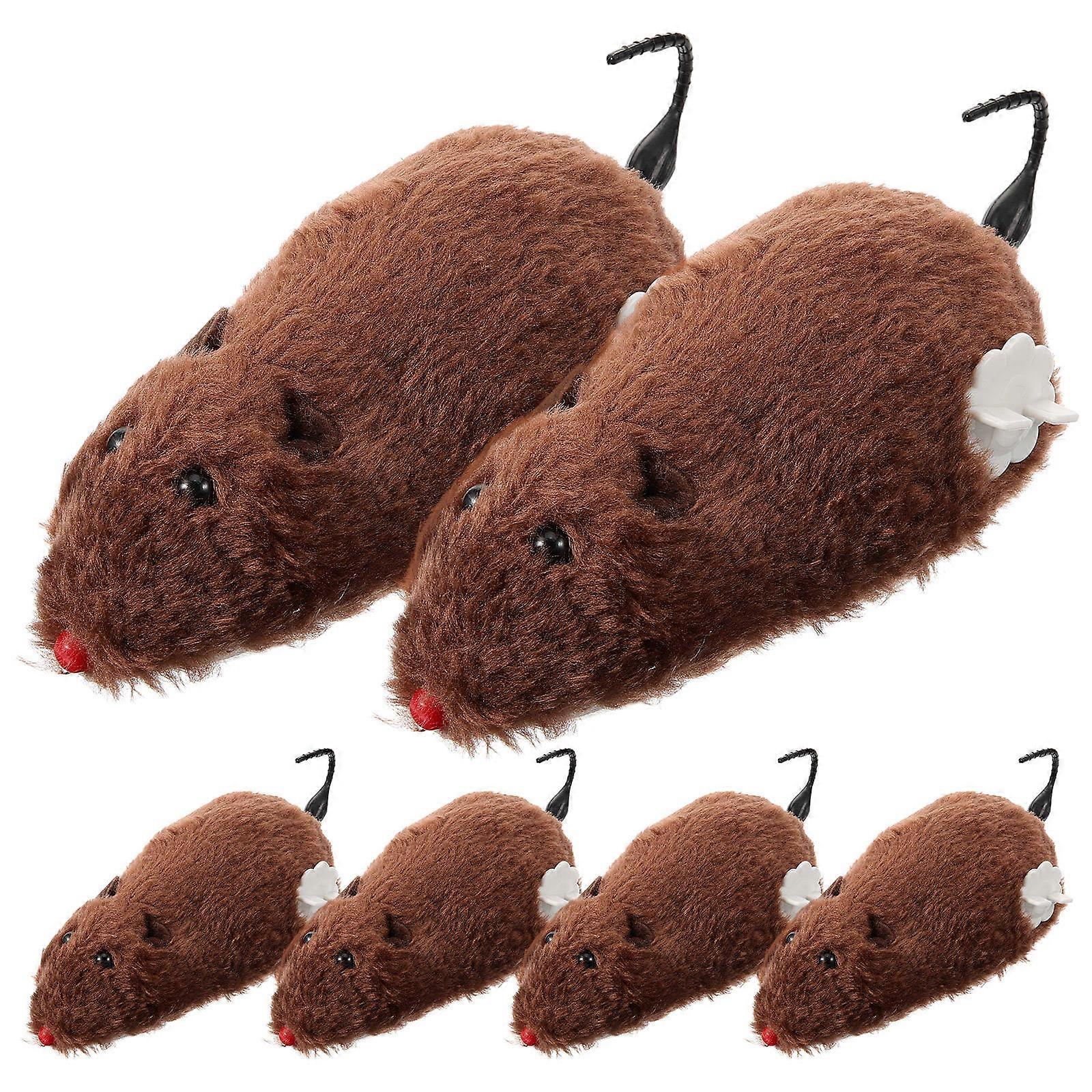 Clockwork Plush Mouse Toy for Cat Activity 6Pcs Wind-Up Stuffed Toys