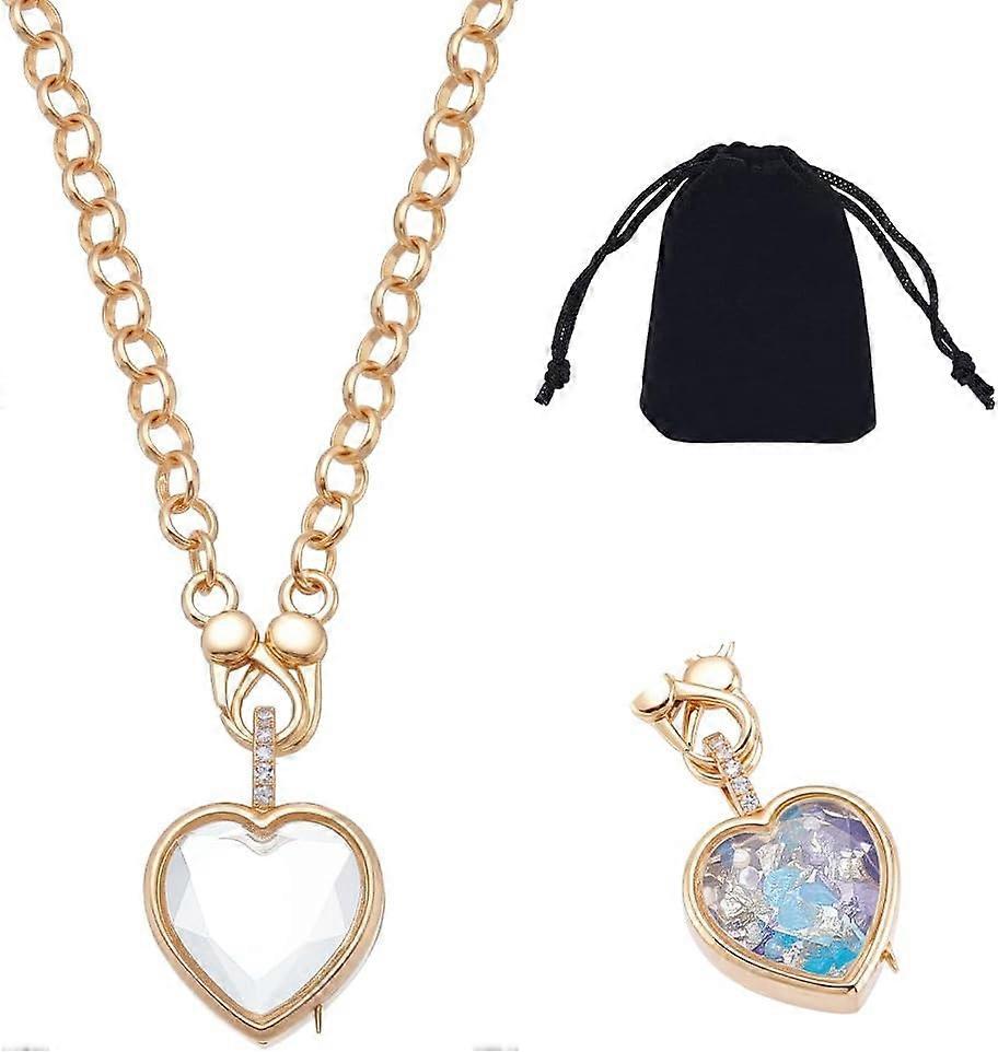 Locket Pendant Necklaces, Memory Locket Charms Brass Floating Memory Necklace